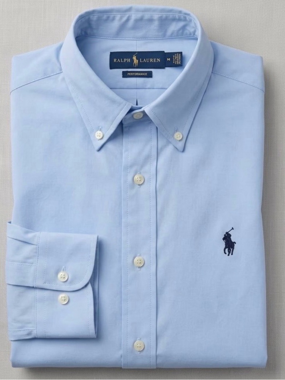 Polo Ralph Lauren Performance Shirt Men's Size M Blue Long Sleeve Button Down